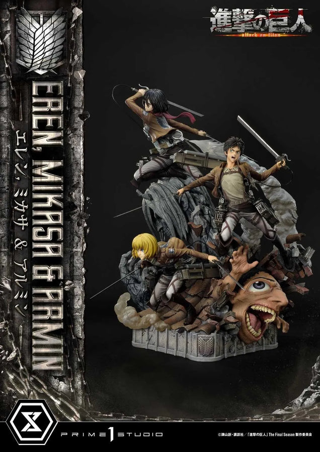 Eren, Mikasa & Armin (Deluxe Bonus Version) TV animation Attack on Titan – Prime1Studio – ActionFigure Brasil