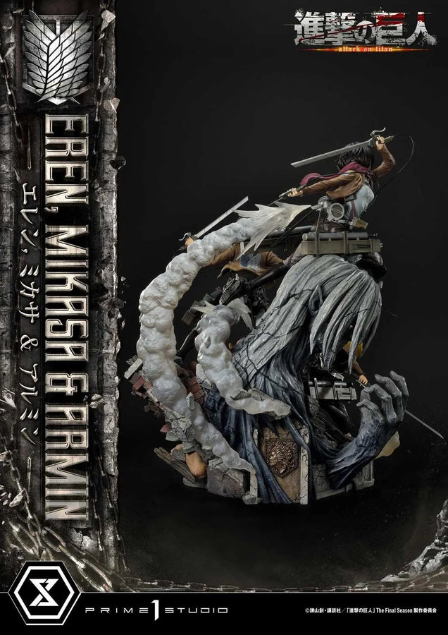 Eren, Mikasa & Armin (Deluxe Bonus Version) TV animation Attack on Titan – Prime1Studio – ActionFigure Brasil