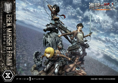 Eren, Mikasa & Armin (Deluxe Bonus Version) TV animation Attack on Titan – Prime1Studio – ActionFigure Brasil