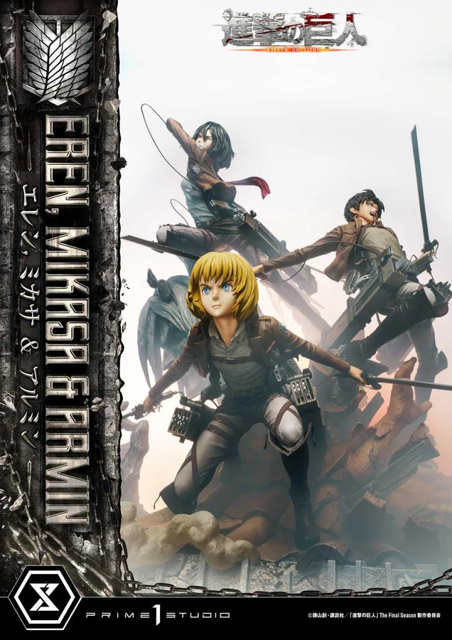 Eren, Mikasa & Armin (Deluxe Bonus Version) TV animation Attack on Titan – Prime1Studio – ActionFigure Brasil