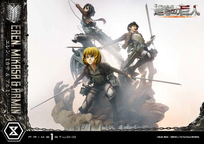 Eren, Mikasa & Armin (Deluxe Bonus Version) TV animation Attack on Titan – Prime1Studio – ActionFigure Brasil