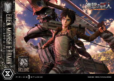 Eren, Mikasa & Armin (Deluxe Version) TV animation Attack on Titan – Prime1Studio – ActionFigure Brasil