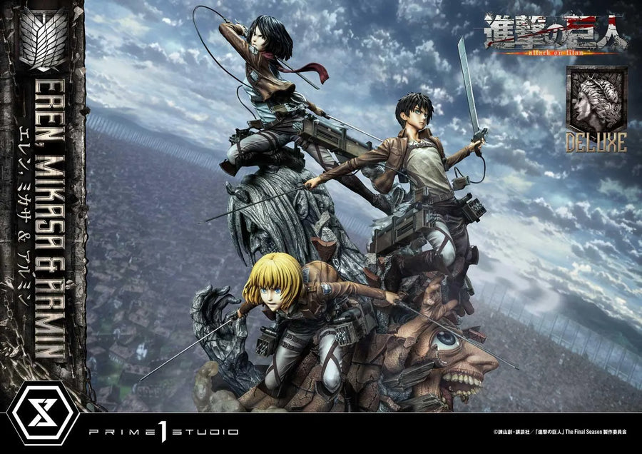 Eren, Mikasa & Armin (Deluxe Version) TV animation Attack on Titan – Prime1Studio – ActionFigure Brasil