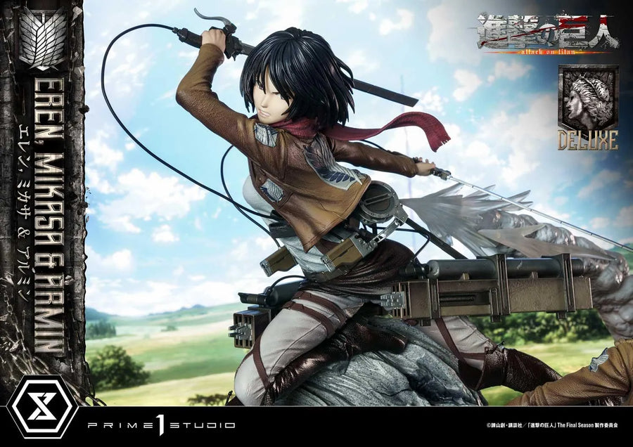 Eren, Mikasa & Armin (Deluxe Version) TV animation Attack on Titan – Prime1Studio – ActionFigure Brasil