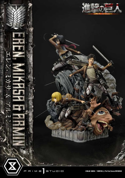 Eren, Mikasa & Armin (Deluxe Version) TV animation Attack on Titan – Prime1Studio – ActionFigure Brasil