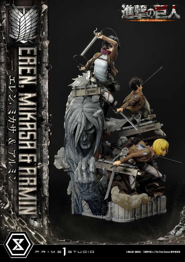 Eren, Mikasa & Armin (Deluxe Version) TV animation Attack on Titan – Prime1Studio – ActionFigure Brasil