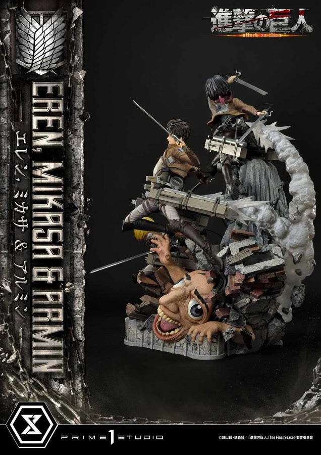 Eren, Mikasa & Armin (Deluxe Version) TV animation Attack on Titan – Prime1Studio – ActionFigure Brasil