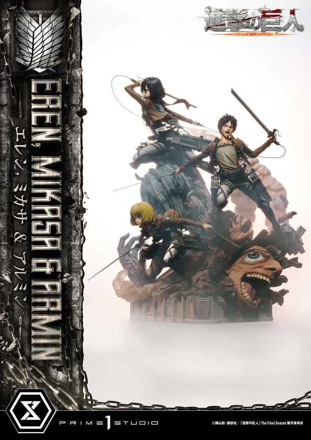 Eren, Mikasa & Armin (Deluxe Version) TV animation Attack on Titan – Prime1Studio – ActionFigure Brasil