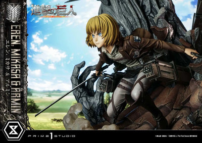 Eren, Mikasa & Armin (Deluxe Version) TV animation Attack on Titan – Prime1Studio – ActionFigure Brasil