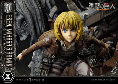 Eren, Mikasa & Armin (Deluxe Version) TV animation Attack on Titan – Prime1Studio – ActionFigure Brasil
