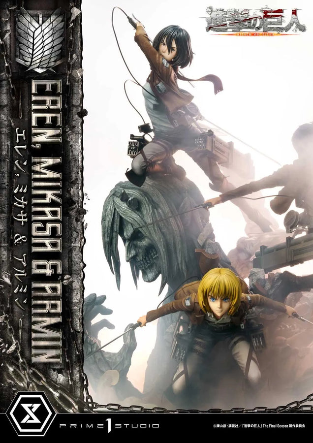 Eren, Mikasa & Armin (Regular Version) TV animation Attack on Titan – Prime1Studio – ActionFigure Brasil