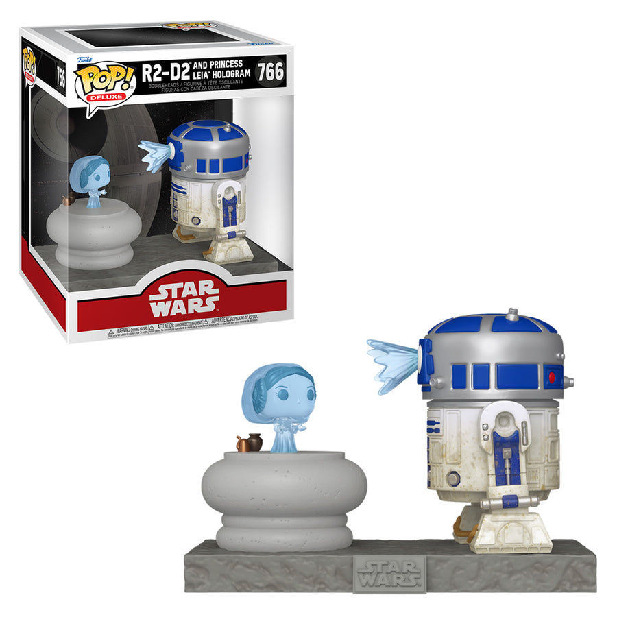 FUNKO POP DELUXE STAR WARS - R2-D2 AND PRINCESS LEIA HOLOGRAM 766 BRINDE