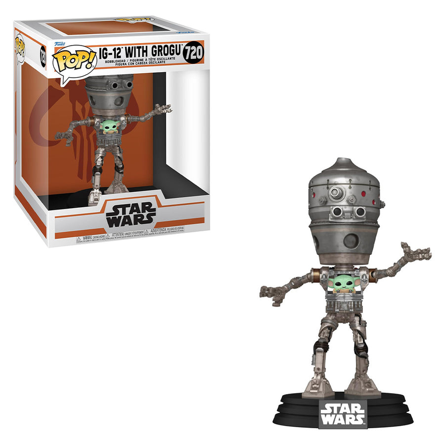 FUNKO POP DELUXE STAR WARS: THE MANDALORIAN - IG-12 WITH GROGU 720 BRINDE