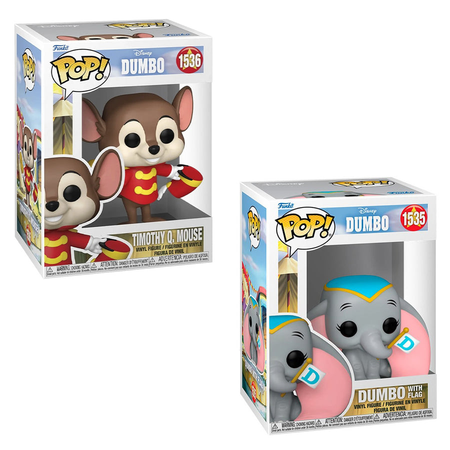 FUNKO POP DISNEY DUMBO 3 COMBO - TIMOTHY Q. MOUSE 1536 & DUMBO 1535 BRINDE