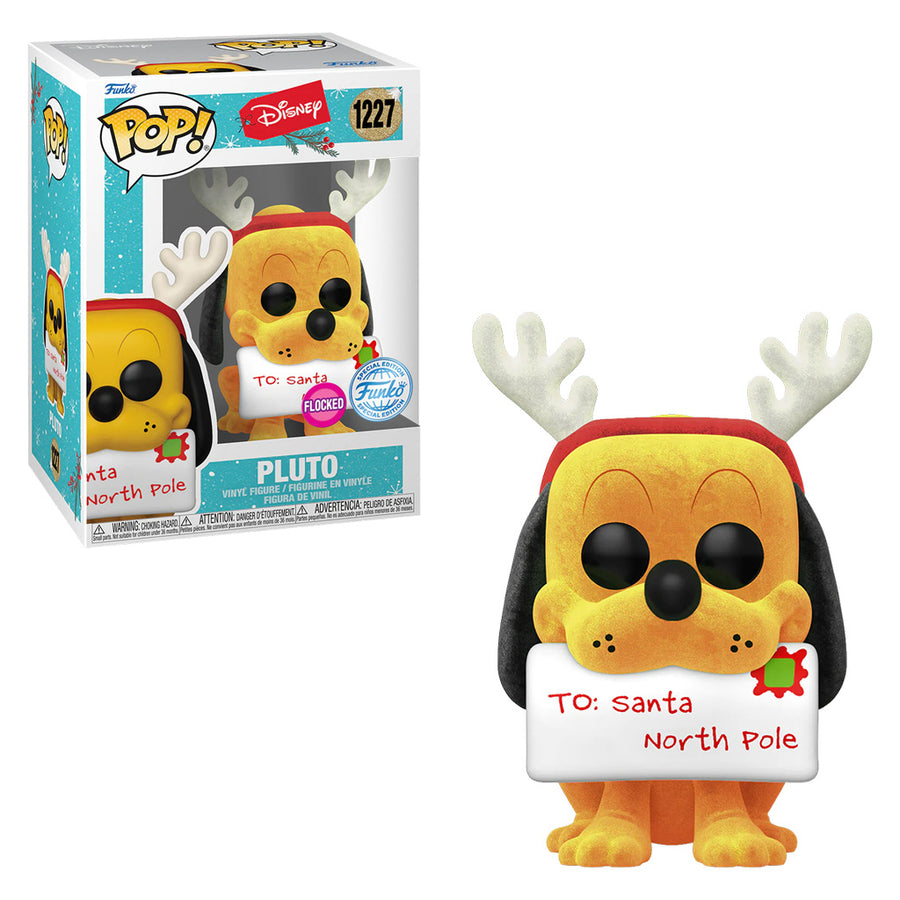 FUNKO POP DISNEY HOLIDAY EXCLUSIVE - PLUTO 1227 (FLOCKED) BRINDE