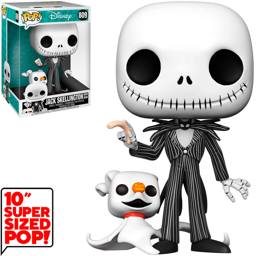 FUNKO POP DISNEY NBC - JACK SKELLINGTON WITH ZERO 809 (SUPER SIZED 10
