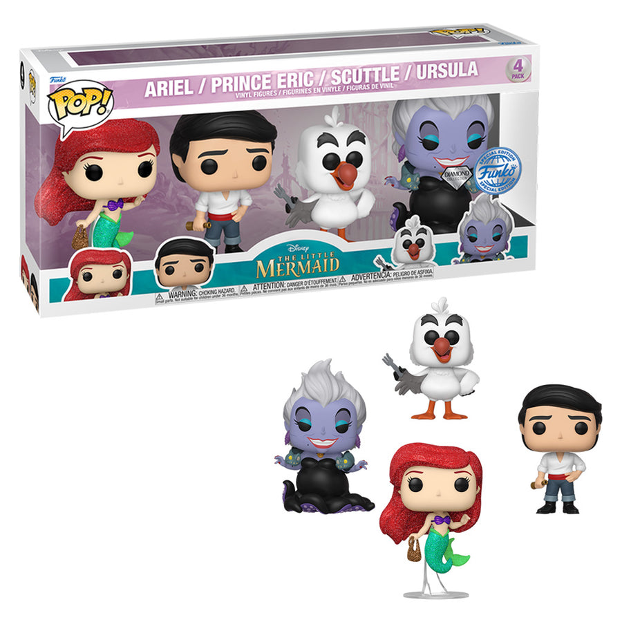 FUNKO POP DISNEY THE LITTLE MERMAID EXCLUSIVE - ARIEL / PRINCE ERIC / SCUTTLE / URSULA 4-PACK BRINDE