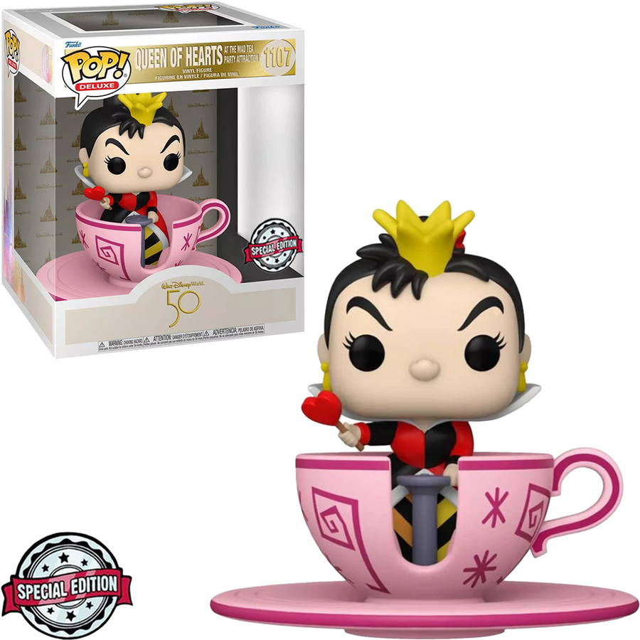 FUNKO POP DISNEY WALT DISNEY WORLD 50TH ANNIVERSARY - QUEEN OF HEARTS AT THE MAD TEA PARTY ATTRACTION 1107 (DELUXE) BRINDE