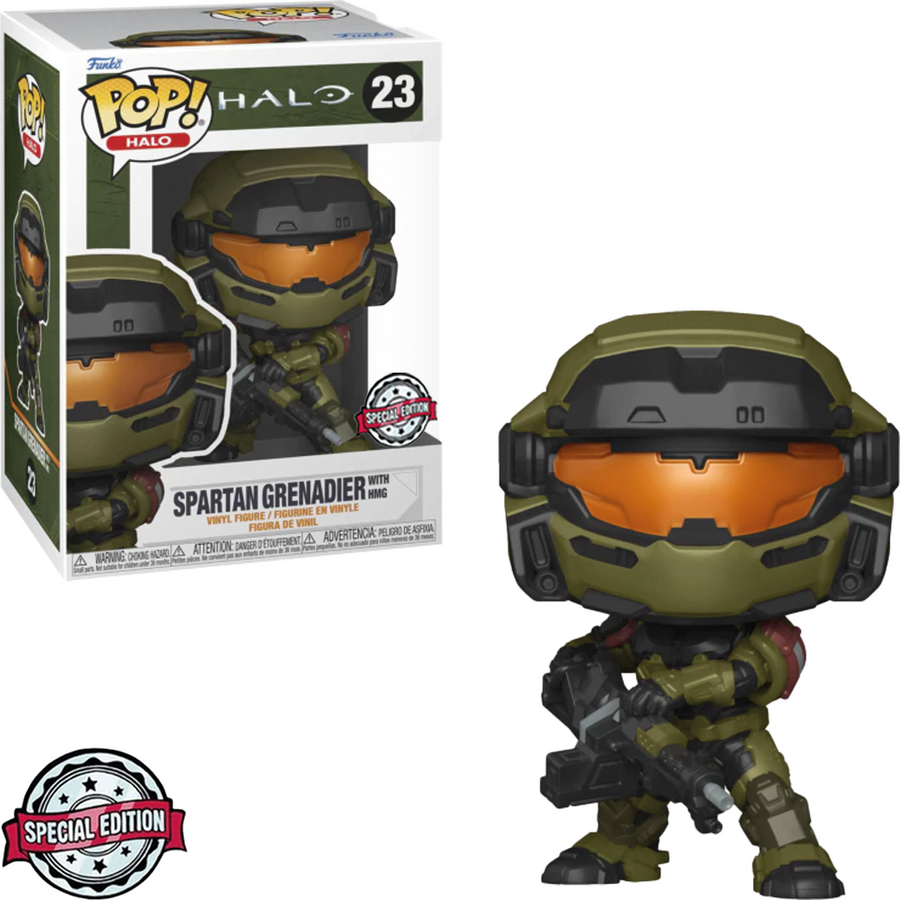 FUNKO POP HALO EXCLUSIVE - SPARTAN GRENADIER WITH HMG 23 BRINDE