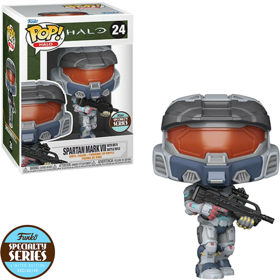 FUNKO POP HALO EXCLUSIVE - SPARTAN MARK VII WITH BR74 BATTLE RIFLE 24 BRINDE