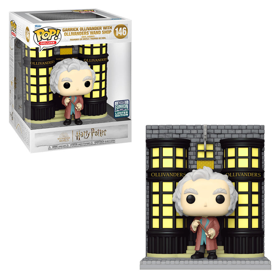 FUNKO POP HARRY POTTER EXCLUSIVE - GARRICK OLLIVANDER W/ OLLIVANDERS WAND SHOP 146 (DELUXE) BRINDE
