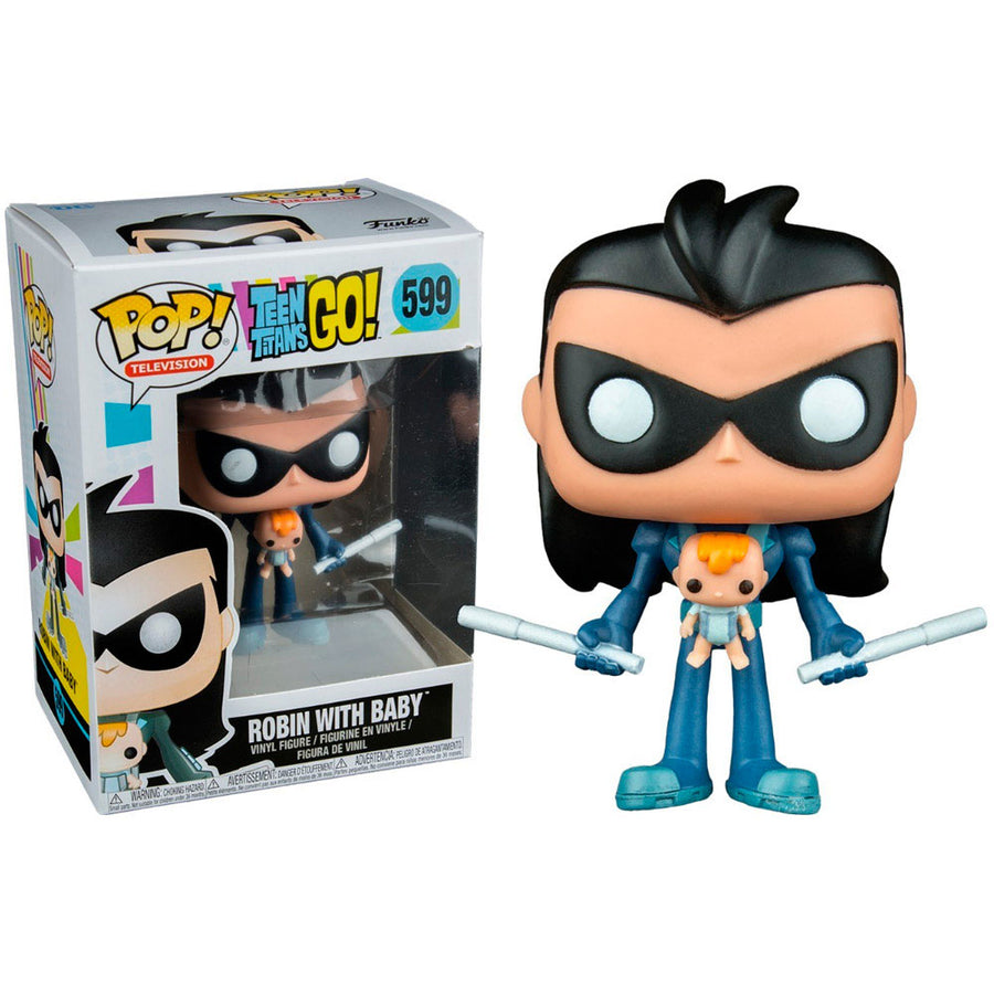 FUNKO POP HEROES ANIMATION TEEN TITANS GO EXCLUSIVE - ROBIN WITH BABY 599 BRINDE
