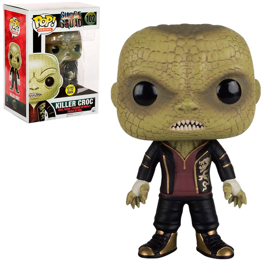 FUNKO POP HEROES DC SUICIDE SQUAD EXCLUSIVE - KILLER CROC 102 GLOWS IN THE DARK BRINDE