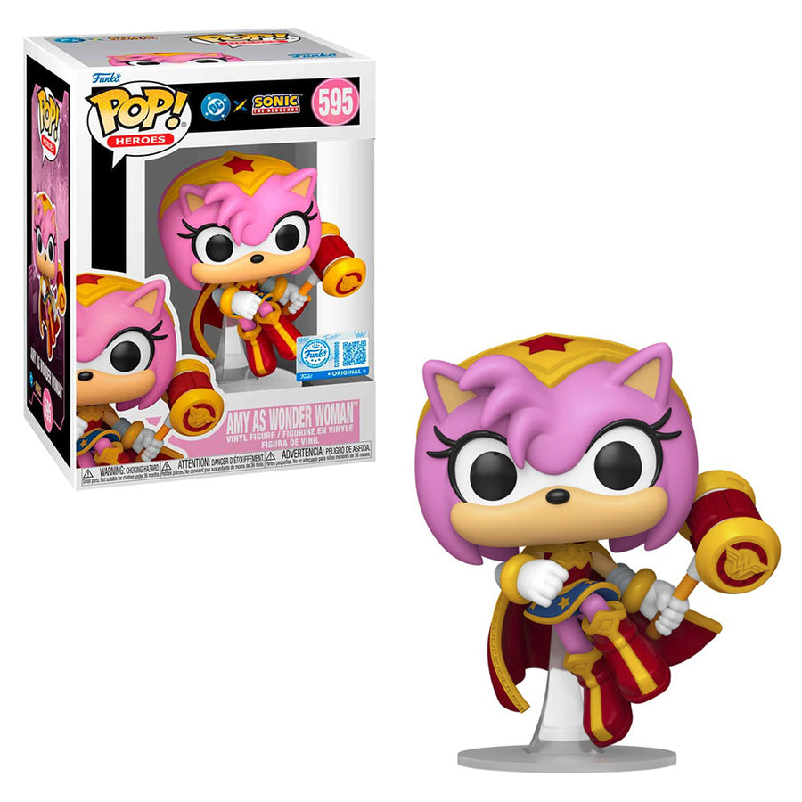 FUNKO POP HEROES DC X SONIC THE HEDGEHOG EXCLUSIVE - AMY AS WONDER WOMAN 595 BRINDE