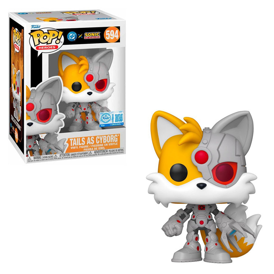 FUNKO POP HEROES DC X SONIC THE HEDGEHOG EXCLUSIVE - TAILS AS CYBORG 594 BRINDE