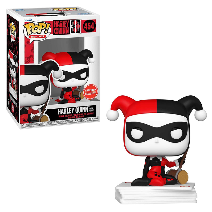 FUNKO POP HEROES HARLEY 30TH EXCLUSIVE - HARLEY QUINN WITH CARDS 454 BRINDE