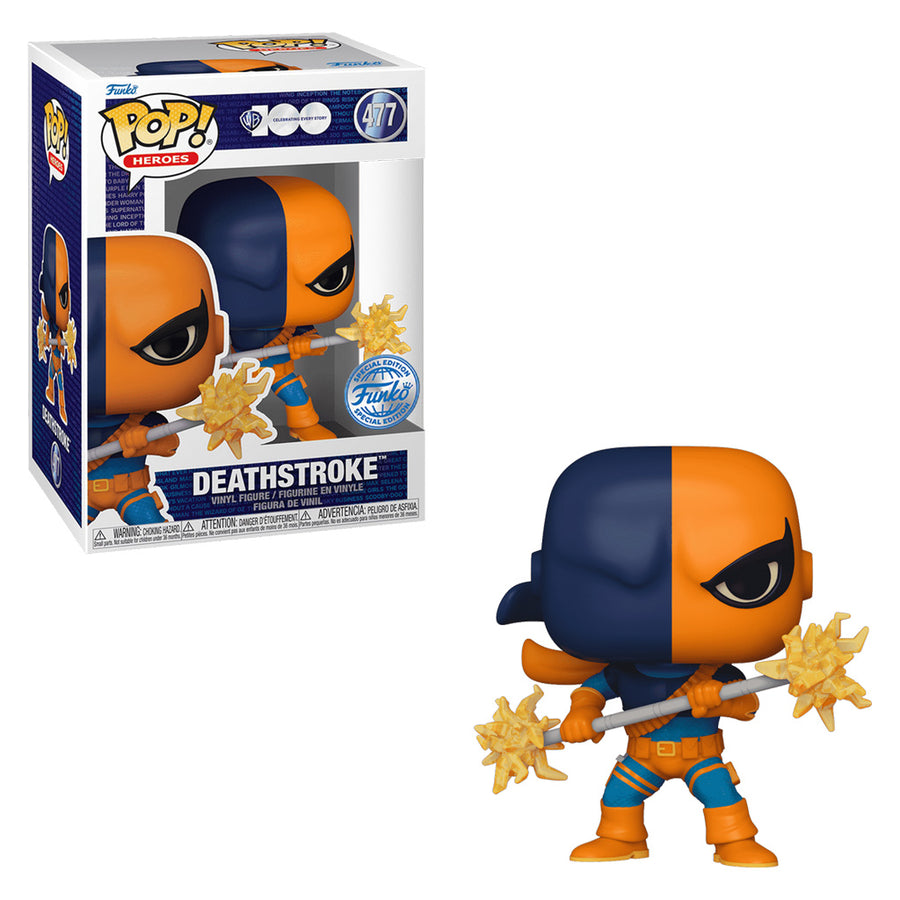 FUNKO POP HEROES WARNER BROS. 100TH EXCLUSIVE - DEATHSTROKE WIHT BO STAFF 477 BRINDE