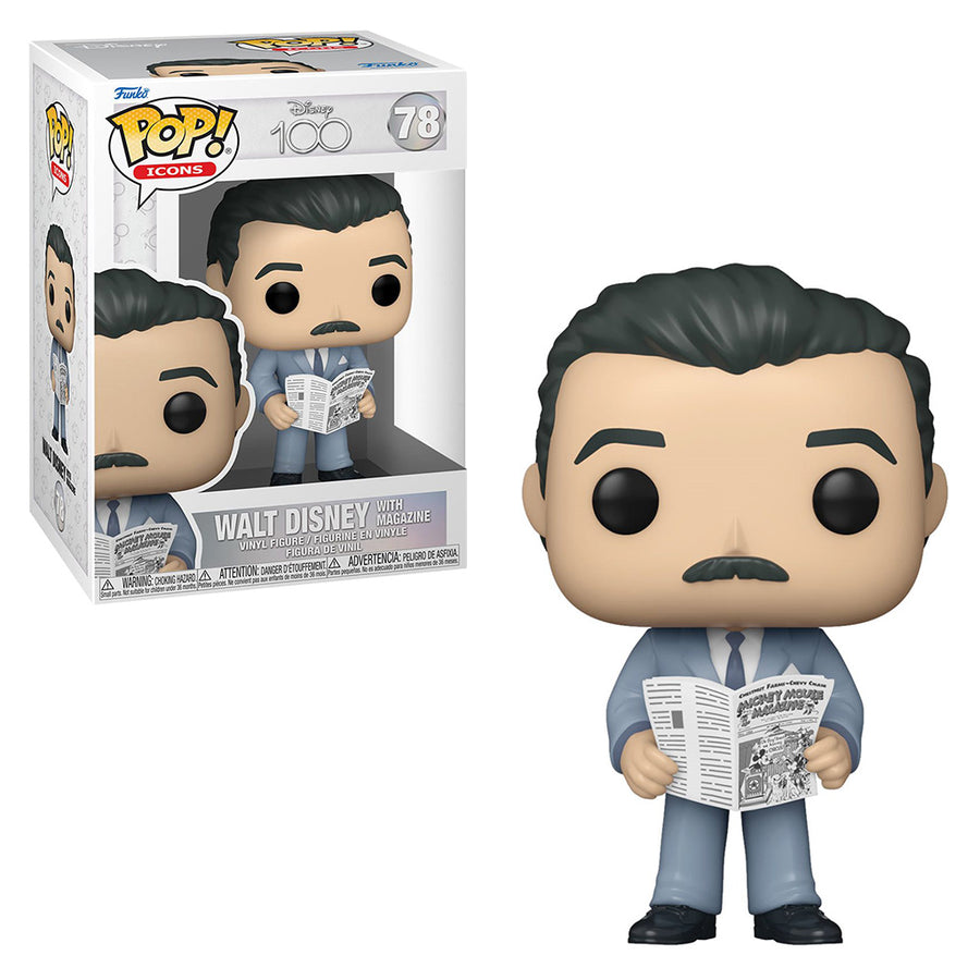 FUNKO POP ICONS DISNEY 100TH - WALT DISNEY WITH MAGAZINE 78 BRINDE