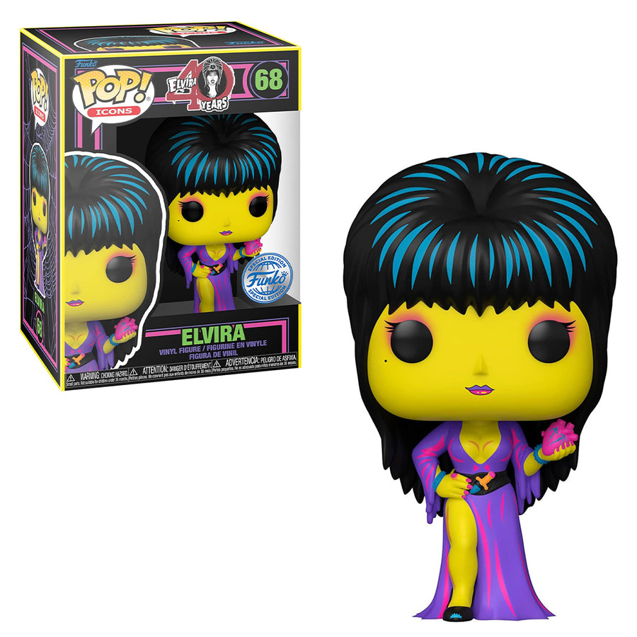 FUNKO POP ICONS ELVIRA 40TH YEARS EXCLUSIVE - ELVIRA 68 (BLACKLIGHT)