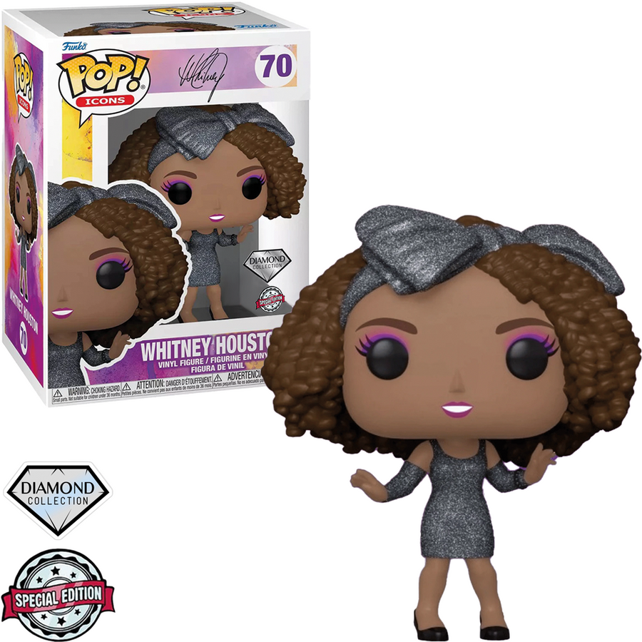 FUNKO POP ICONS EXCLUSIVE - WHITNEY HOUSTON 70 (DIAMOND COLLECTION) BRINDE