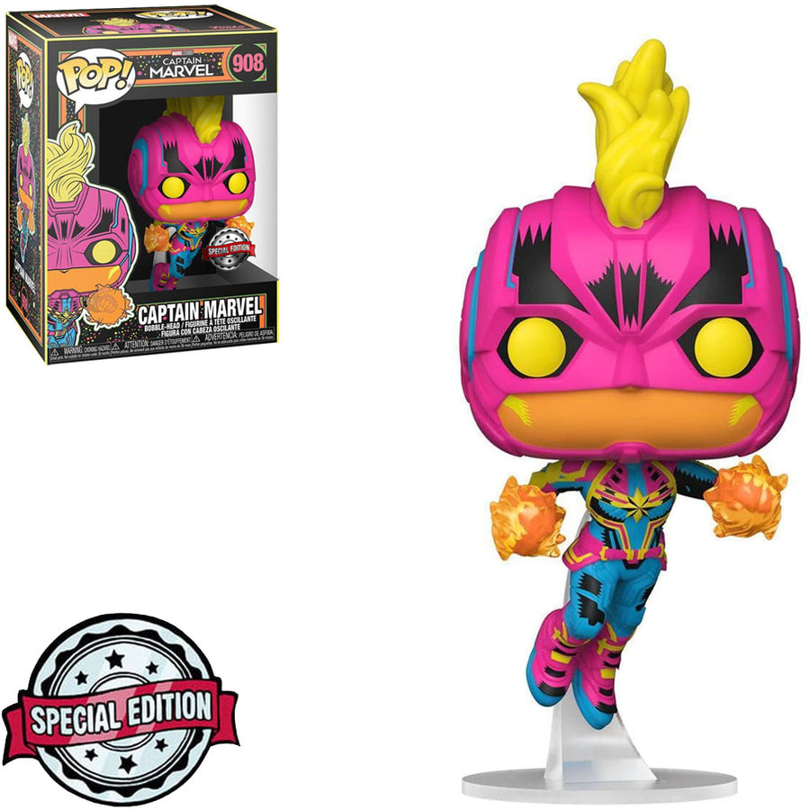 FUNKO POP MARVEL BLACK LIGHT EXCLUSIVE - CAPTAIN MARVEL 908