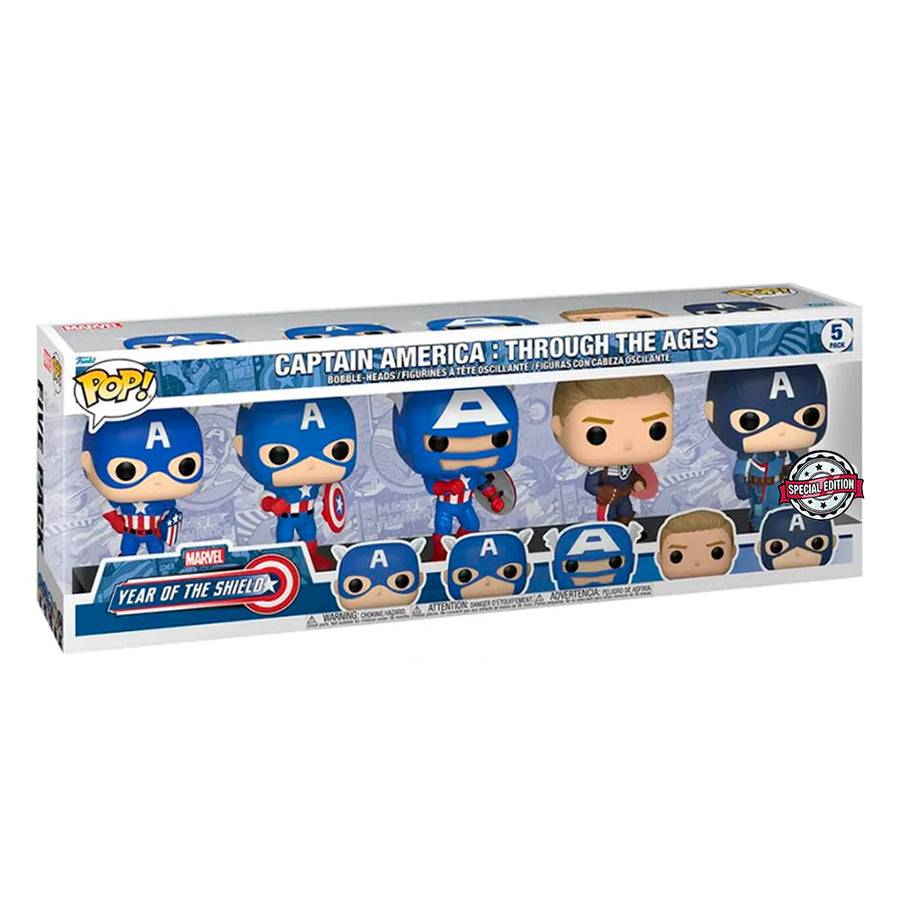 FUNKO POP MARVEL EXCLUSIVE - CAPTAIN AMERICA THROUGH THE AGES (5 PACK)