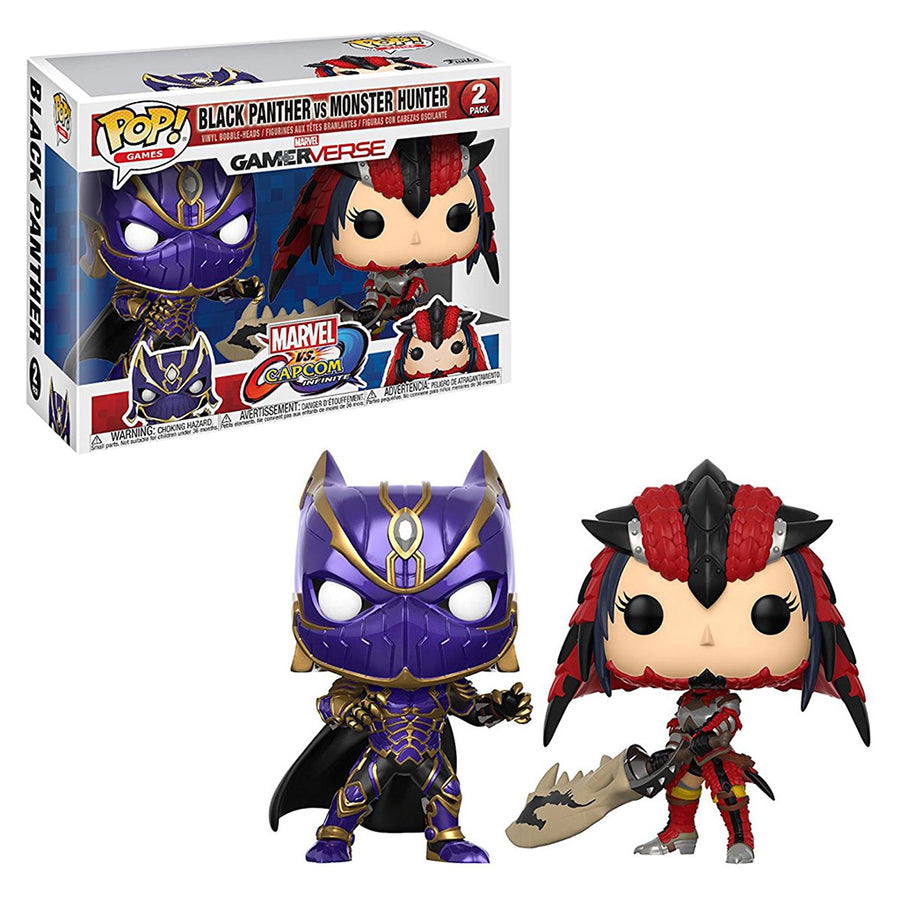 FUNKO POP MARVEL GAMERVERSE MARVEL VS CAPCOM - BLACK PANTHER VS MONSTER HUNTER 2PACK BRINDE