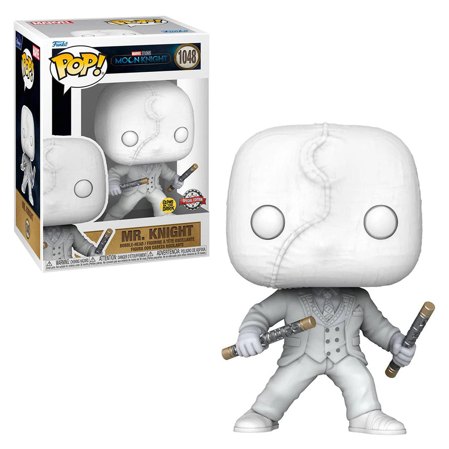 FUNKO POP MARVEL MOON KNIGHT EXCLUSIVE - MR. KNIGHT 1048 (GLOWS IN THE DARK) BRINDE