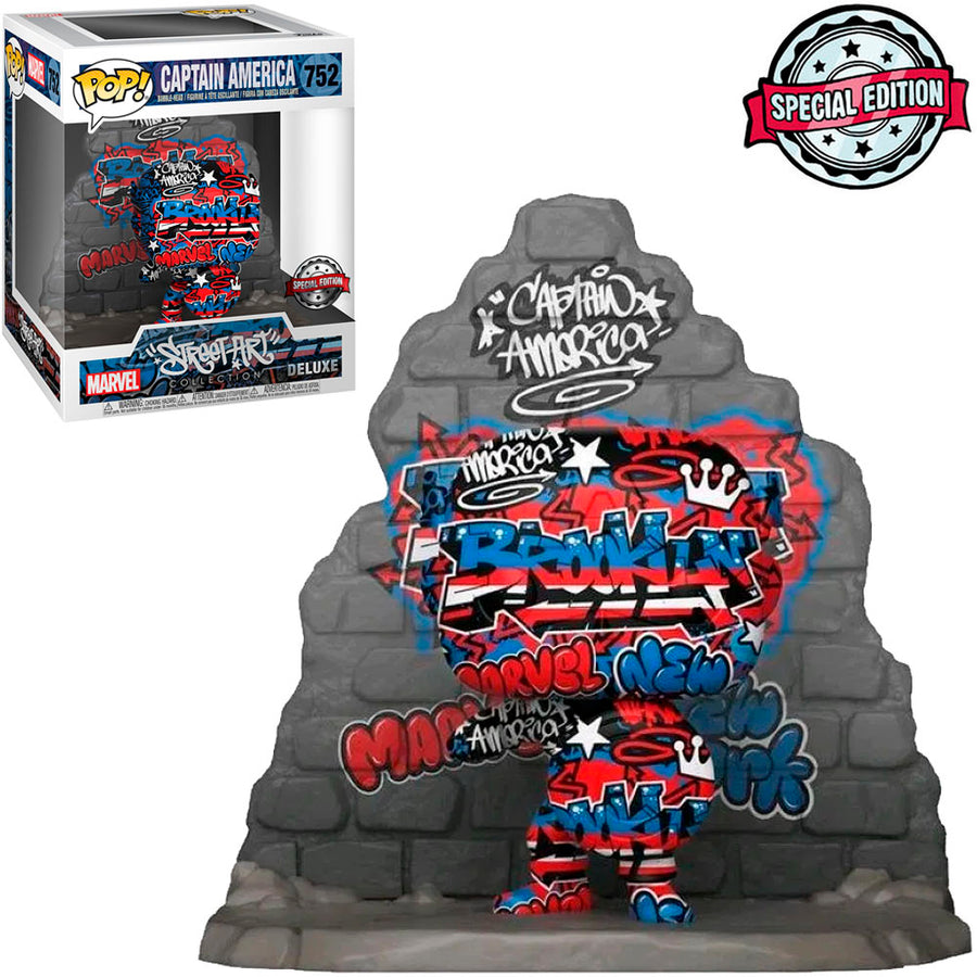 FUNKO POP MARVEL STREET ART EXCLUSIVE - CAPTAIN AMERICA 752 (DELUXE)