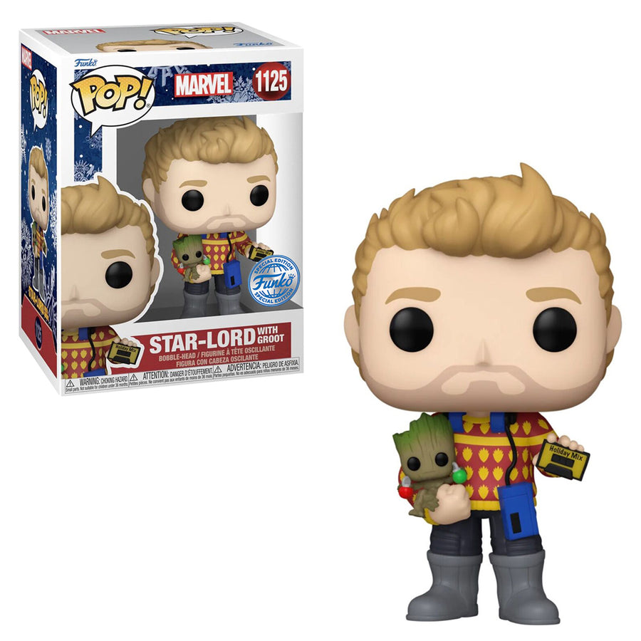 FUNKO POP MARVEL THE GUARDIANS OF THE GALAXY HOLIDAY SPECIAL EXCLUSIVE - STAR-LORD WITH GROOT 1125 BRINDE