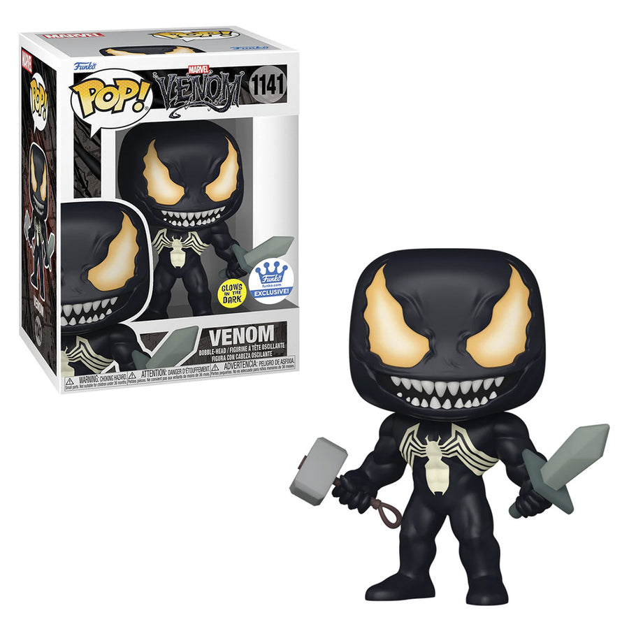 FUNKO POP MARVEL VENOM EXCLUSIVE - VENOM WITH MJONIR AND SWORD (GLOWS IN THE DARK) 1141 BRINDE