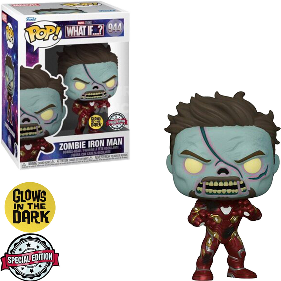 FUNKO POP MARVEL WHAT IF...? EXCLUSIVE - ZOMBIE IRON MAN 944 (GLOWS IN THE DARK) BRINDE