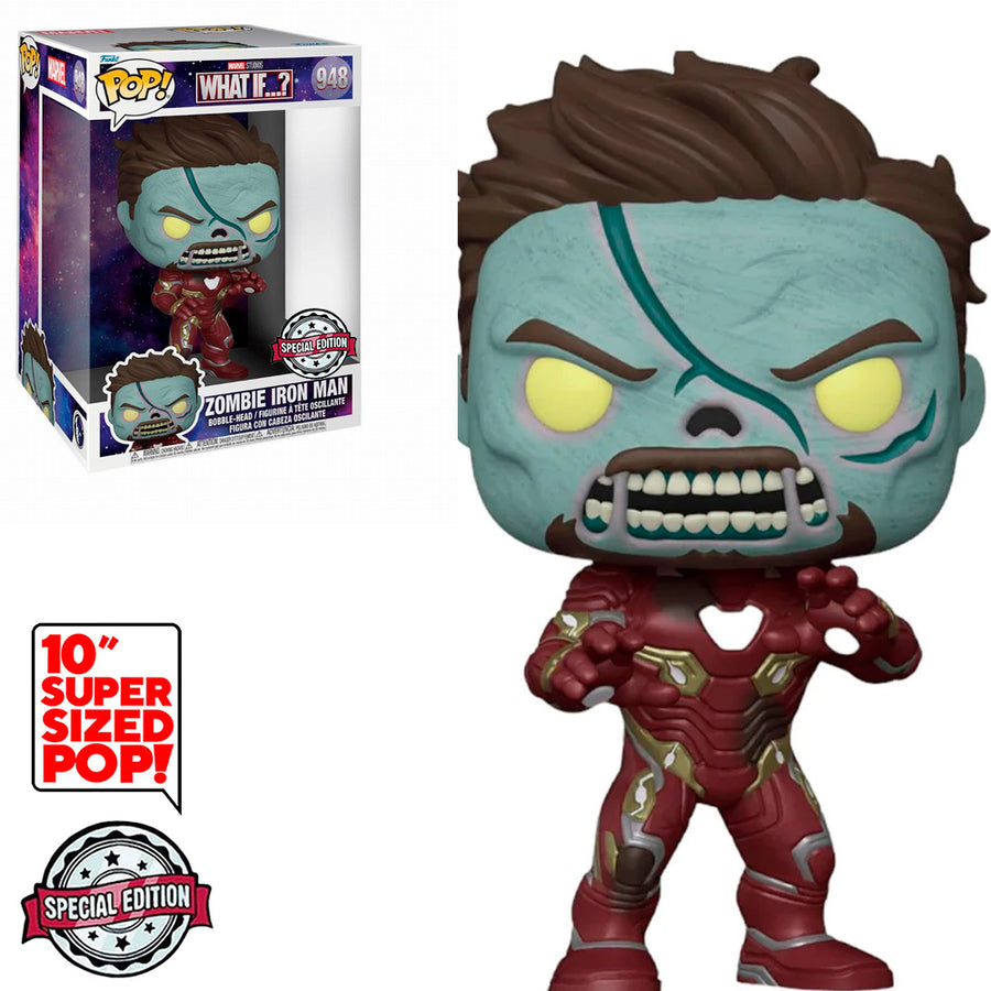 FUNKO POP MARVEL WHAT IF...? EXCLUSIVE - ZOMBIE IRON MAN 948 (SUPER SIZED 10) BRINDE