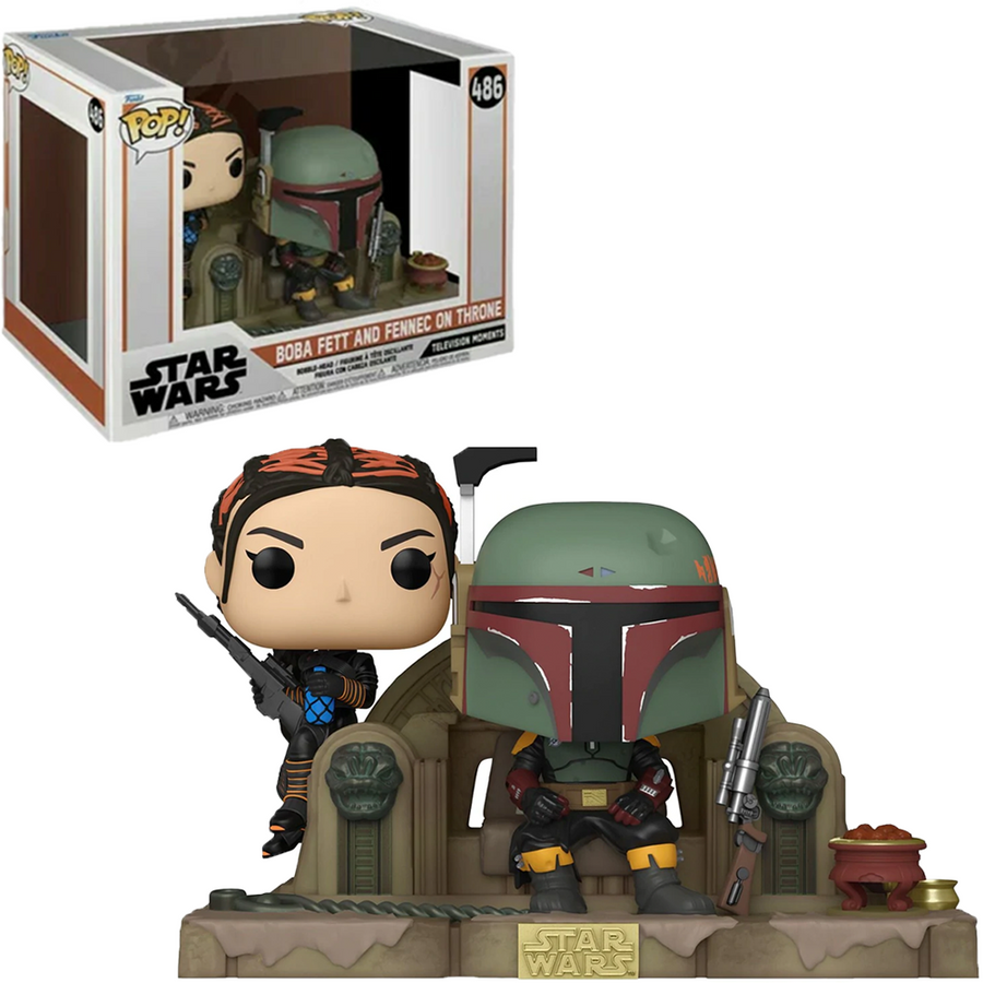 FUNKO POP MOMENT STAR WARS THE MANDALORIAN - BOBA FETT AND FENNEC ON THRONE 486 BRINDE