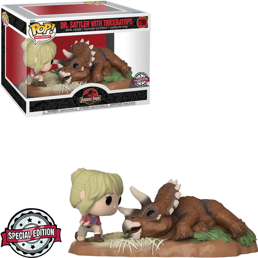 FUNKO POP MOMENTS JURASSIC PARK EXCLUSIVE - DR. SATTLER WITH TRICERATOPS 1198 BRINDE