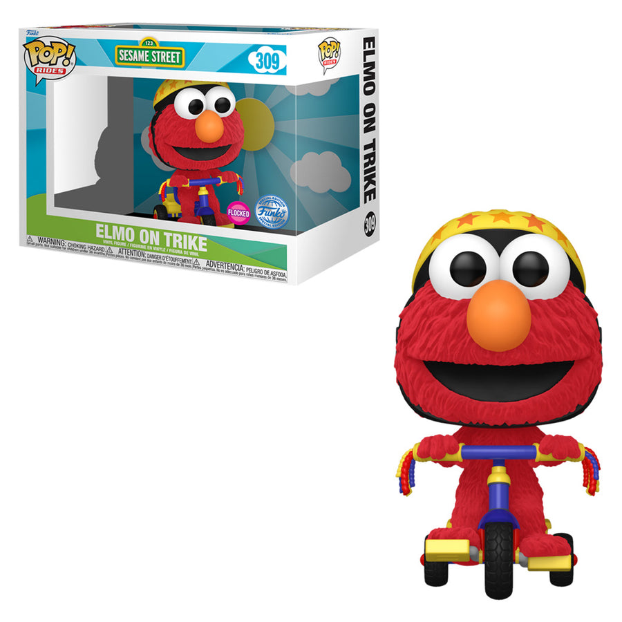 FUNKO POP RIDES SESAME STREETS EXCLUSIVE - ELMO ON TRIKE 309 (FLOCKED)