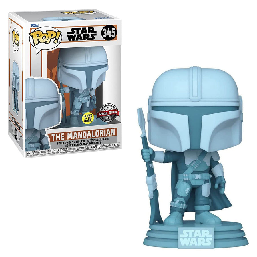 FUNKO POP STAR WARS THE MANDALORIAN EXCLUSIVE - MANDALORIAN (GLOWS IN THE DARK) 345 BRINDE