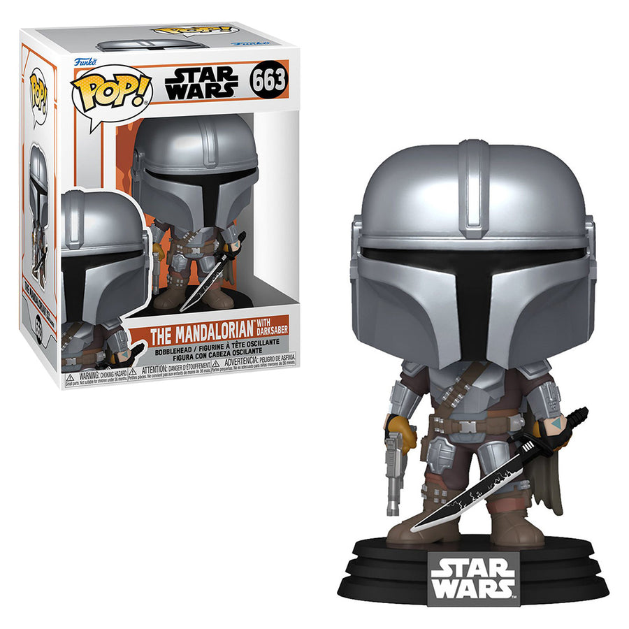 FUNKO POP STAR WARS THE MANDALORIAN WITH DARKSABER 663 BRINDE