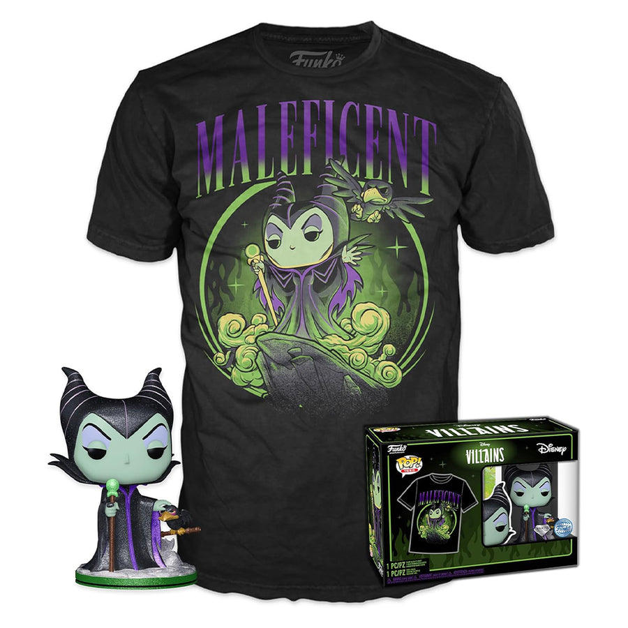 FUNKO POP & TEE VILLAINS MALEFICENT DIAMOND GLITTER - TAMANHO LG (58928)