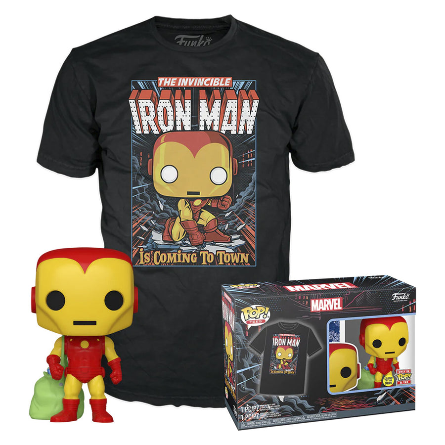 FUNKO POP TEES MARVEL HOLIDAY - IRON MAN & CAMISETA TAMANHO XL (72839) BRINDE